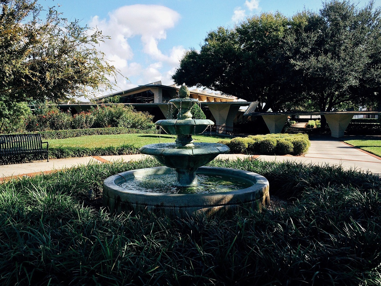 fountain water garden feature free photo