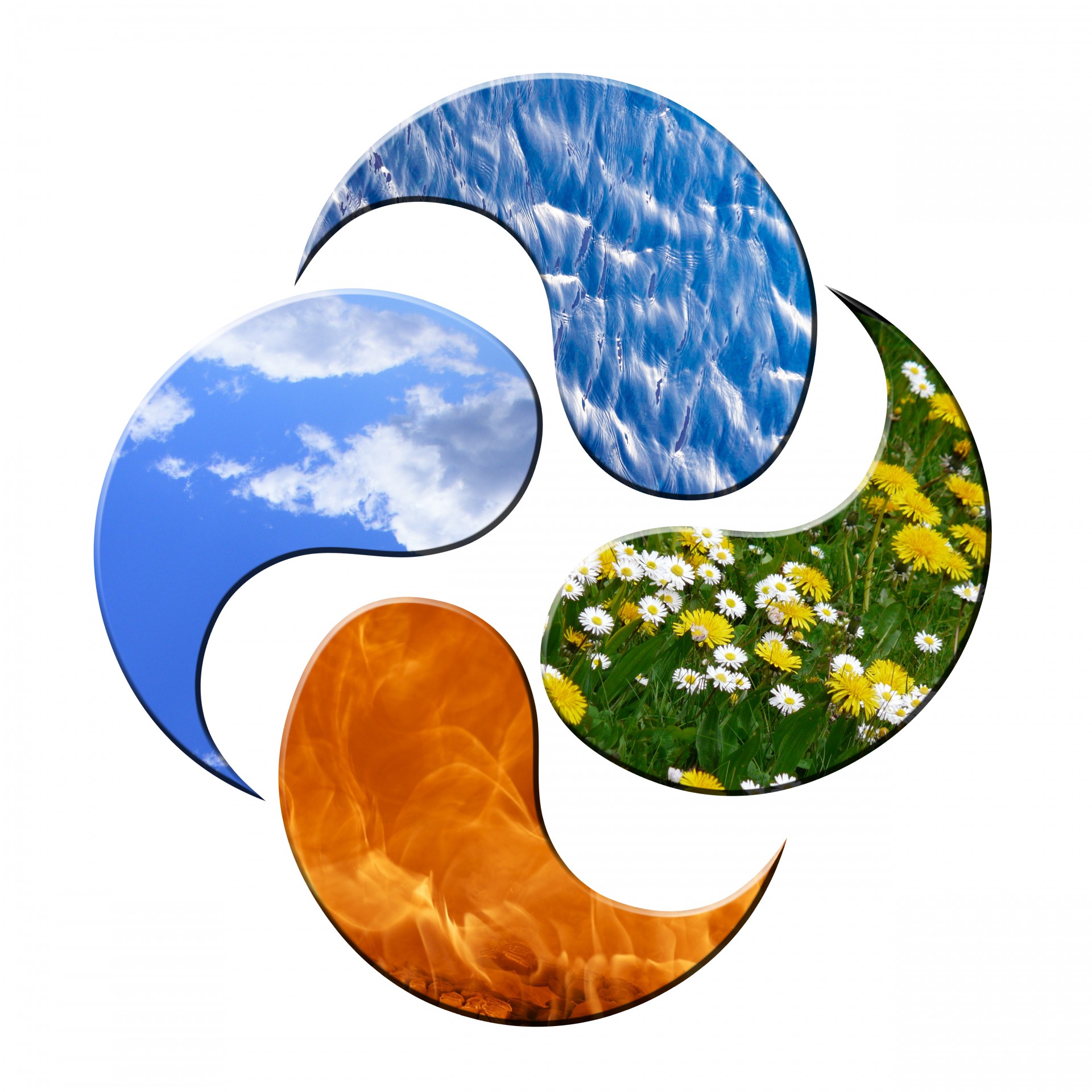 Four natural elements - earth water air and fire Vector Image