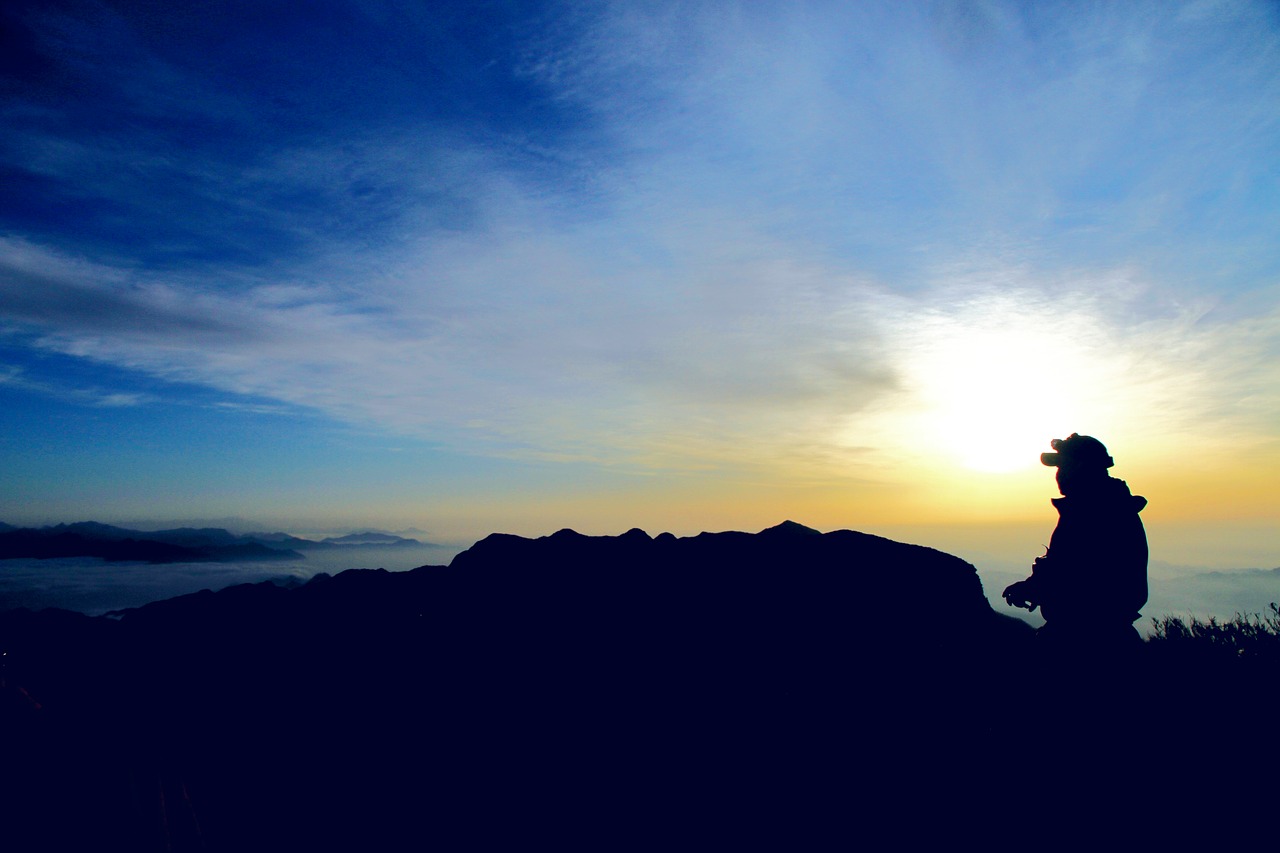 four people with silhouette alpine free photo