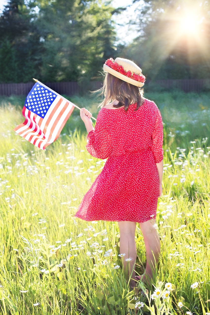 fourth of july american flag pretty woman free photo