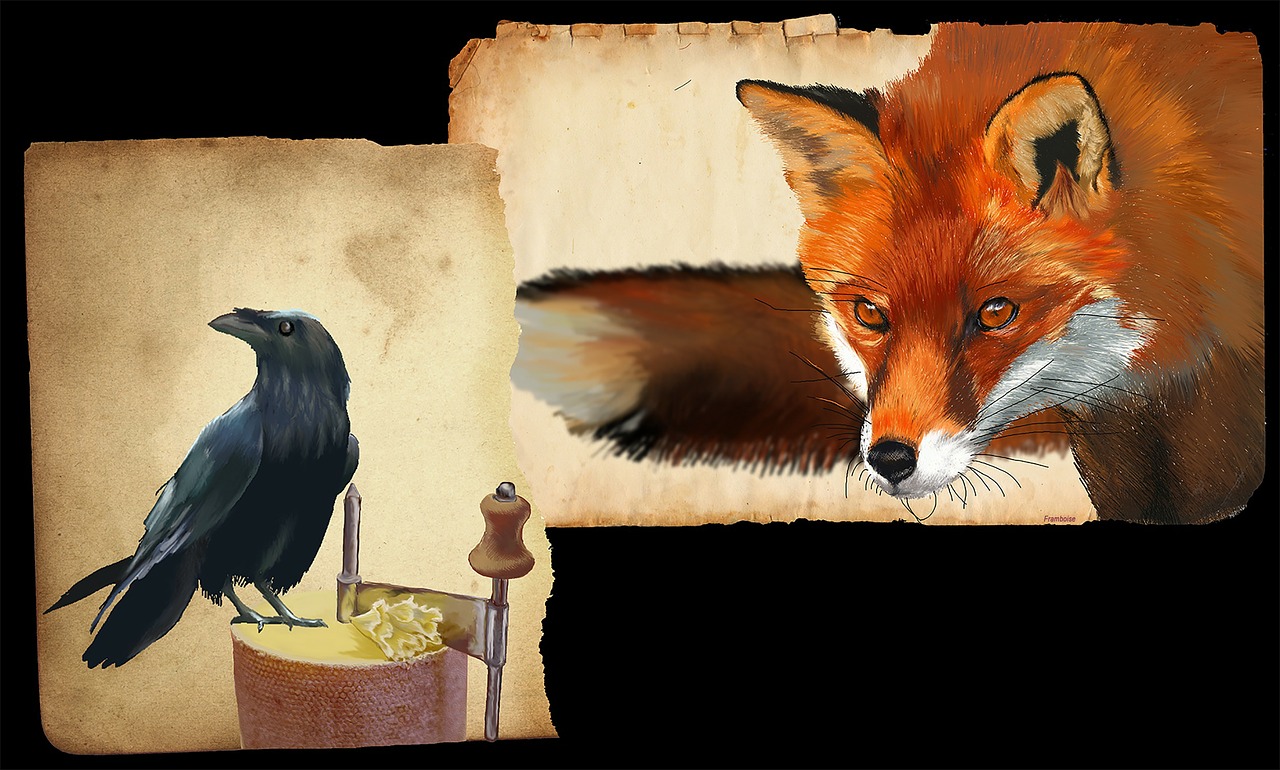 fox and crow drawing graphics tablet tête de moine free photo