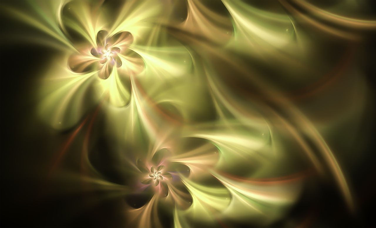 fractal flowers gold free photo