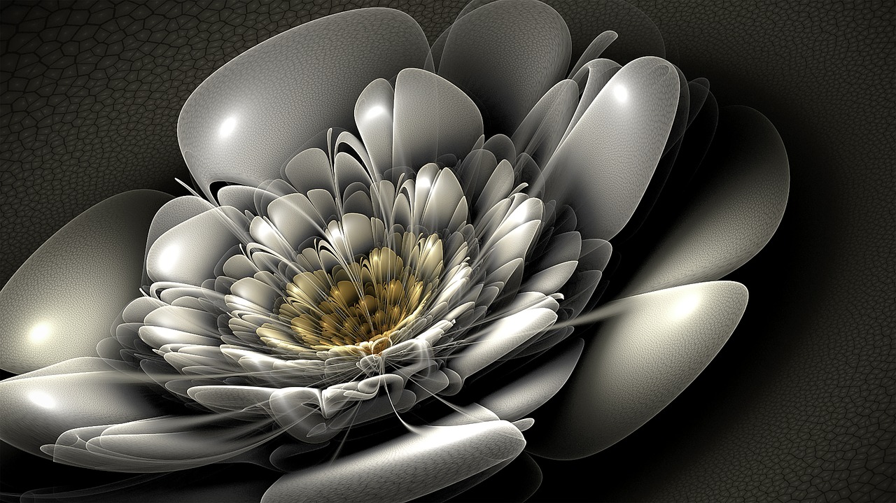 fractal silver flower free photo