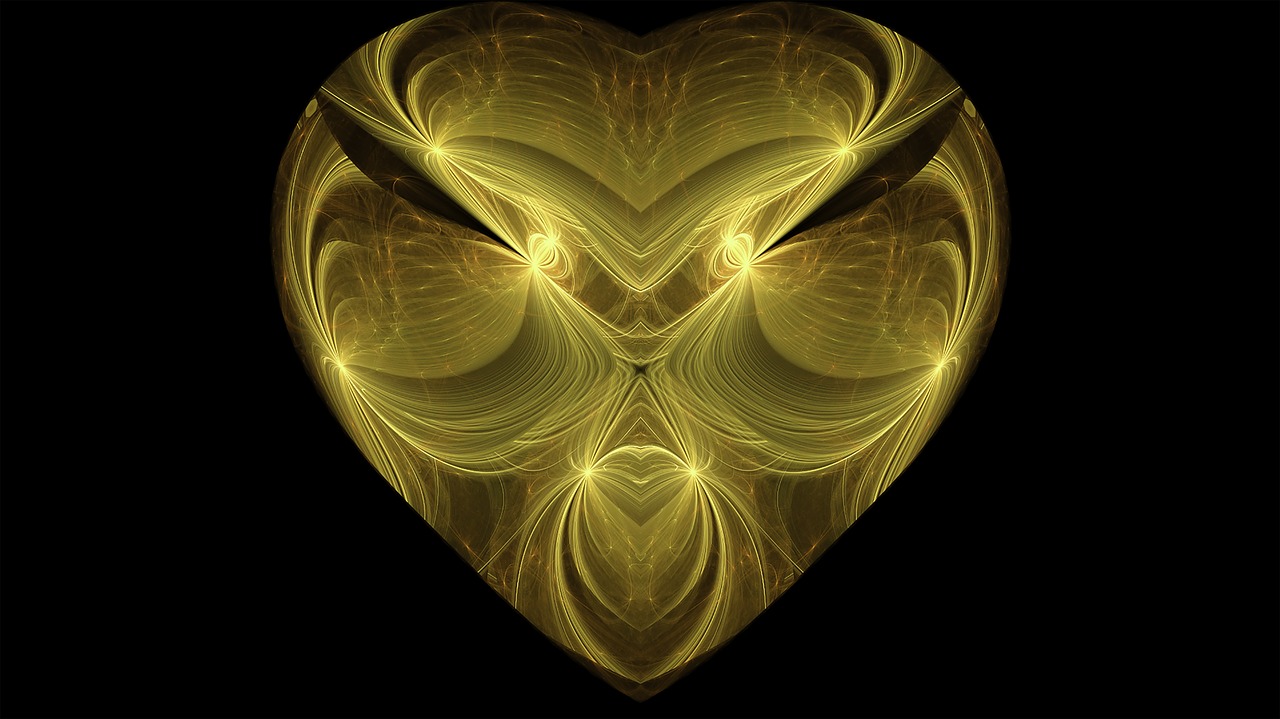 fractal heart gold free photo