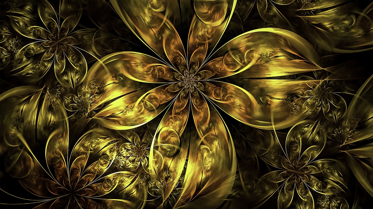 fractal floral gold free photo