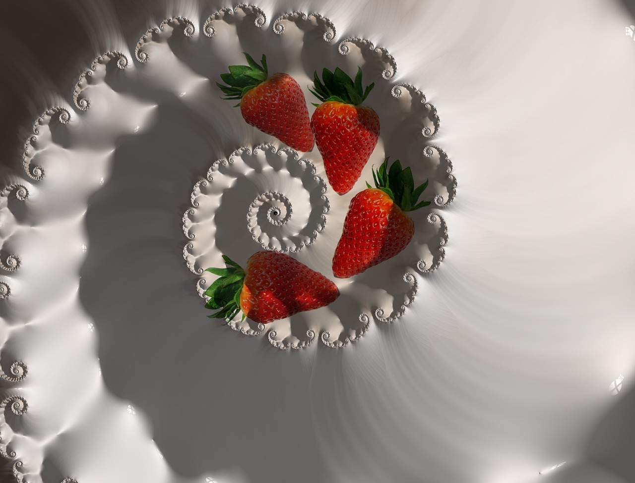 fractal strawberries fruits free photo