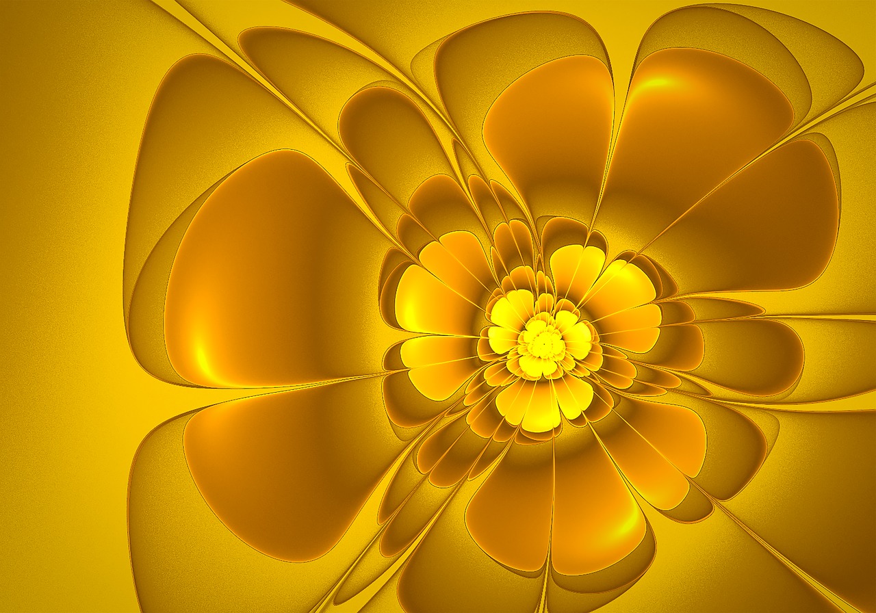 fractal yellow flower free photo