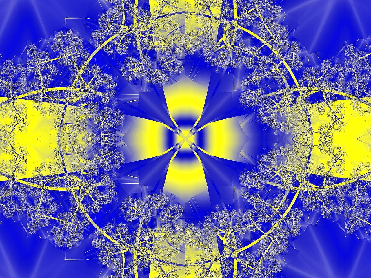 fractal yellow blue free photo