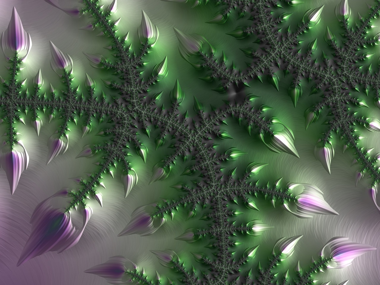 fractal leaf pucker green engraved free photo