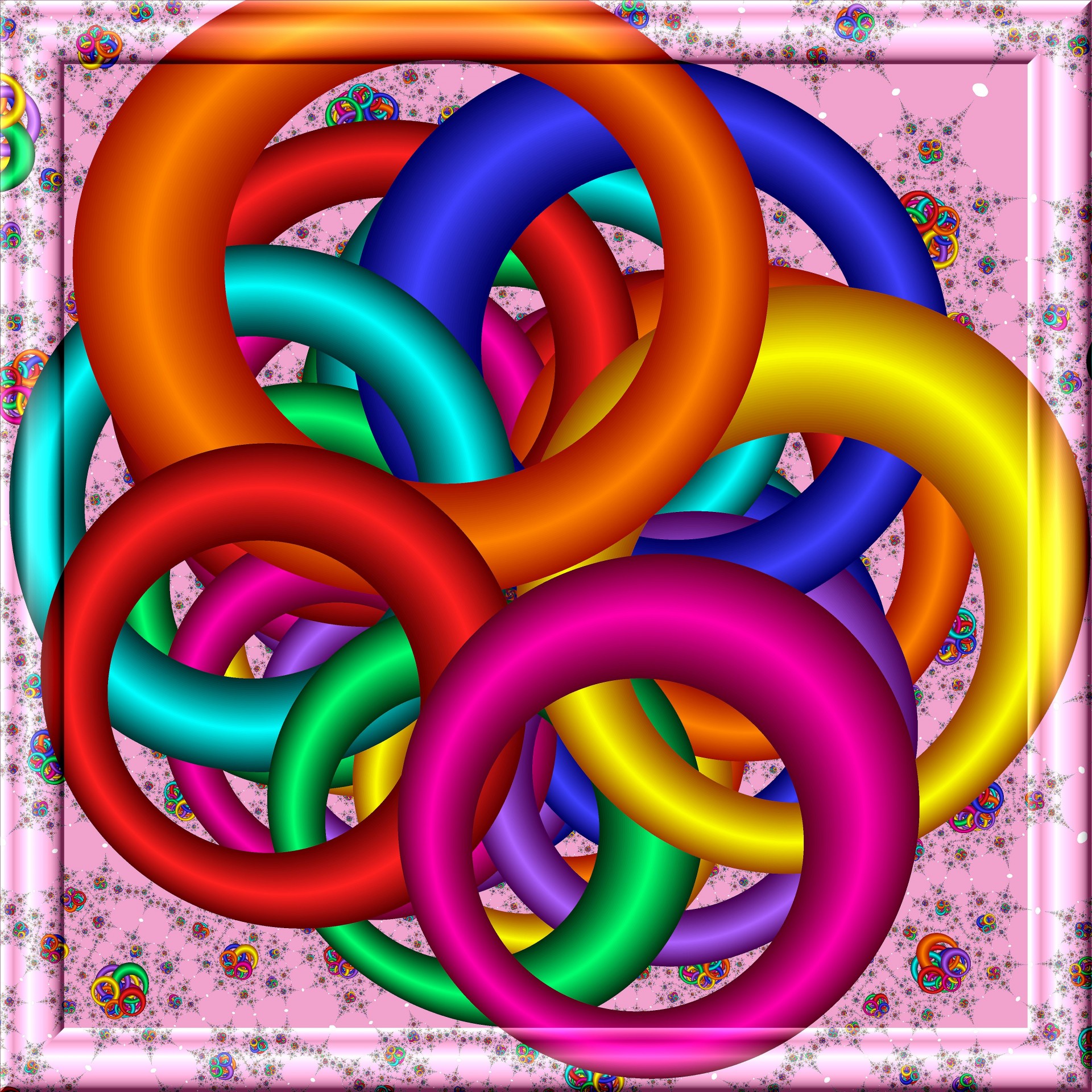 color fractal rings free photo