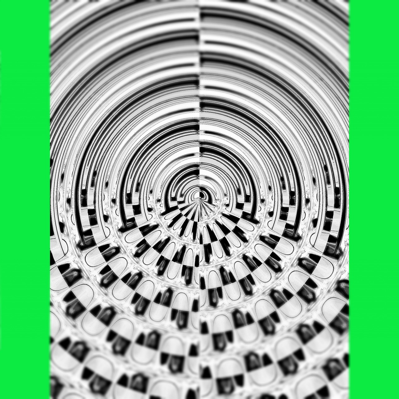 framed fractal black white free photo