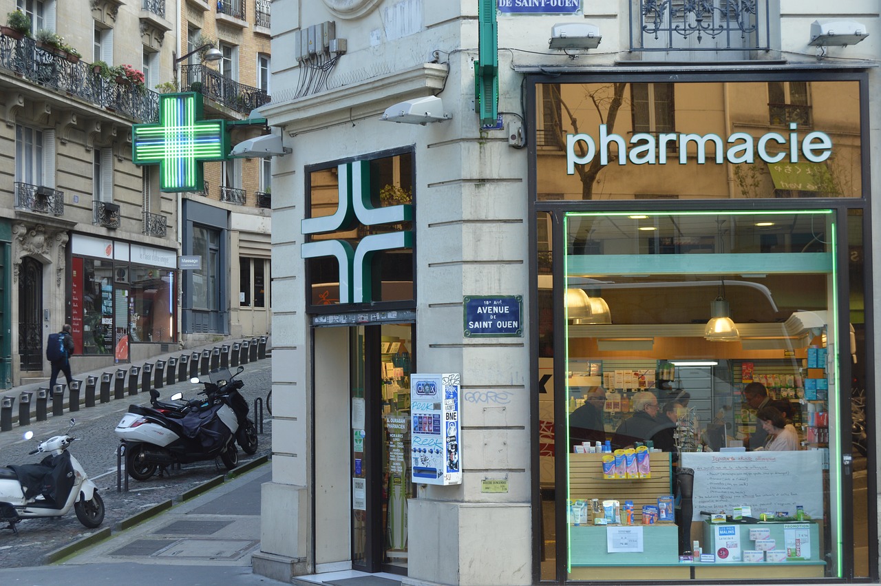 france  paris pharmacy  streets free photo