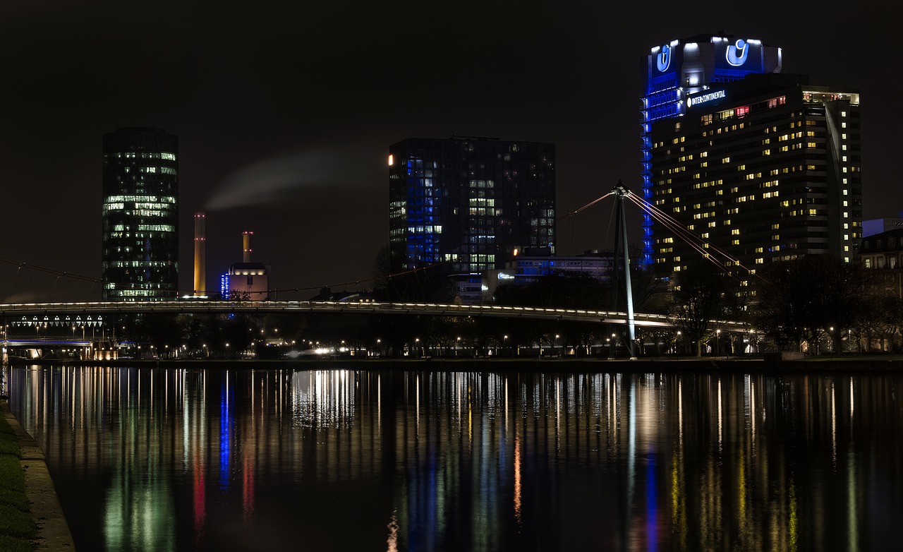 frankfurt night photograph lights free photo