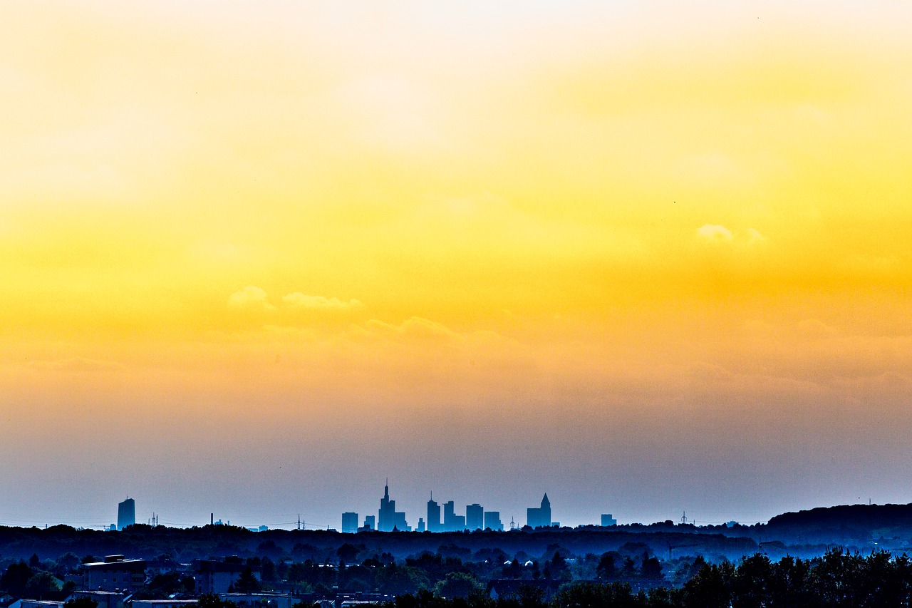 frankfurt sun skyline free photo