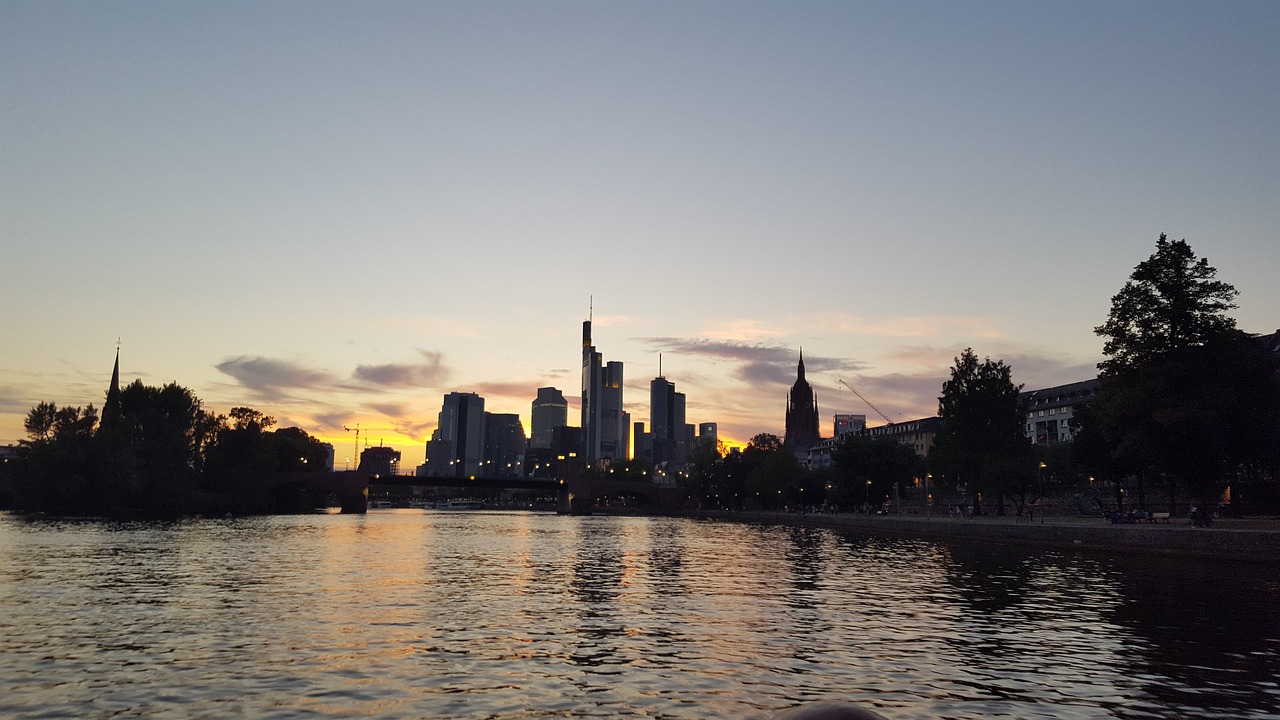 frankfurt sunset skyline free photo