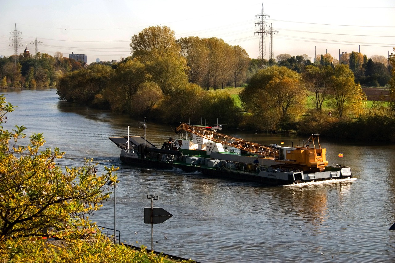 frankfurt most main ship free photo