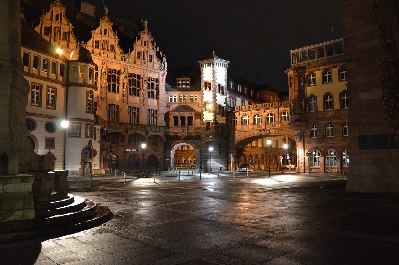 frankfurt am main germany night evening free photo