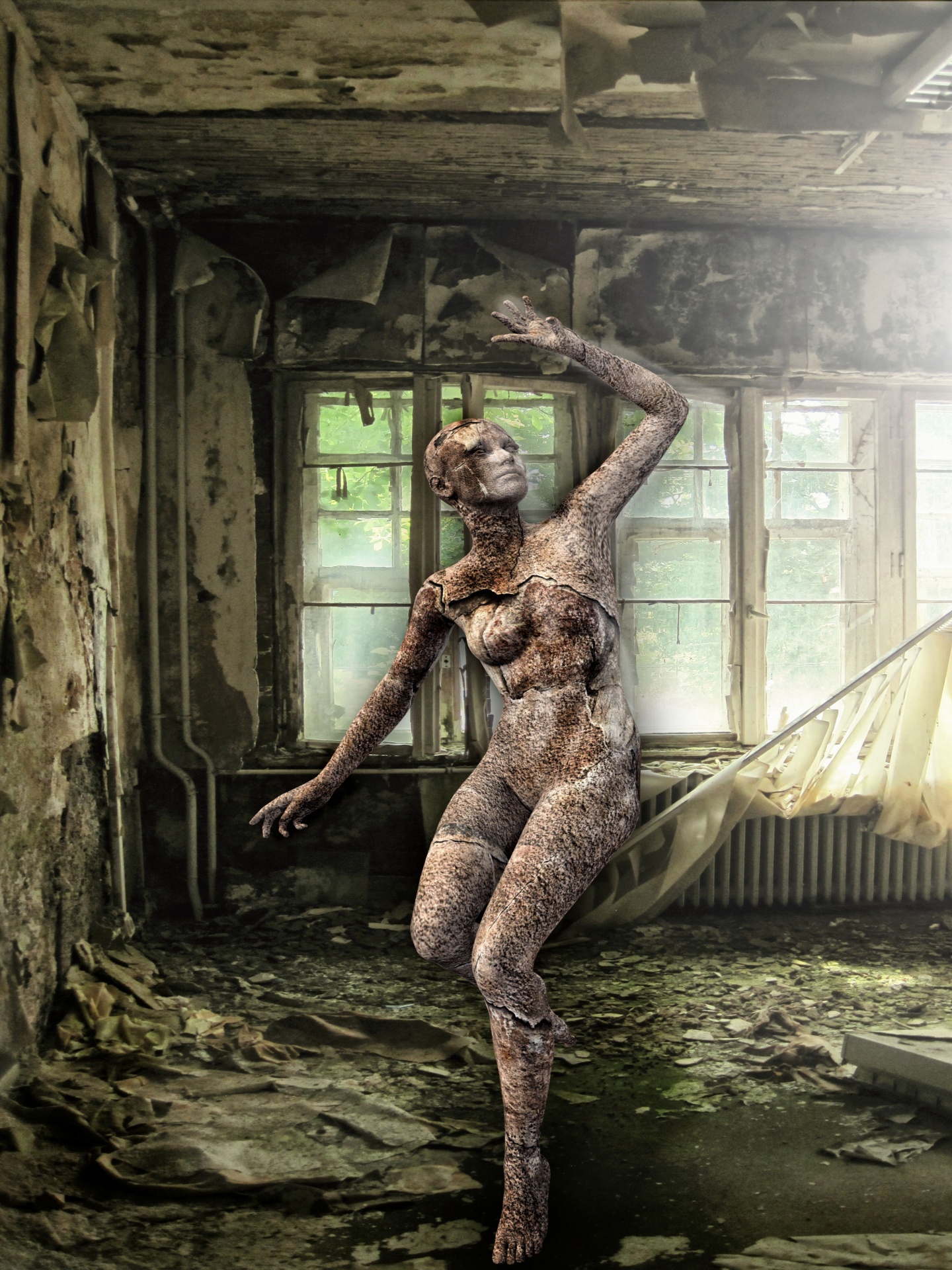 lost place space woman free photo