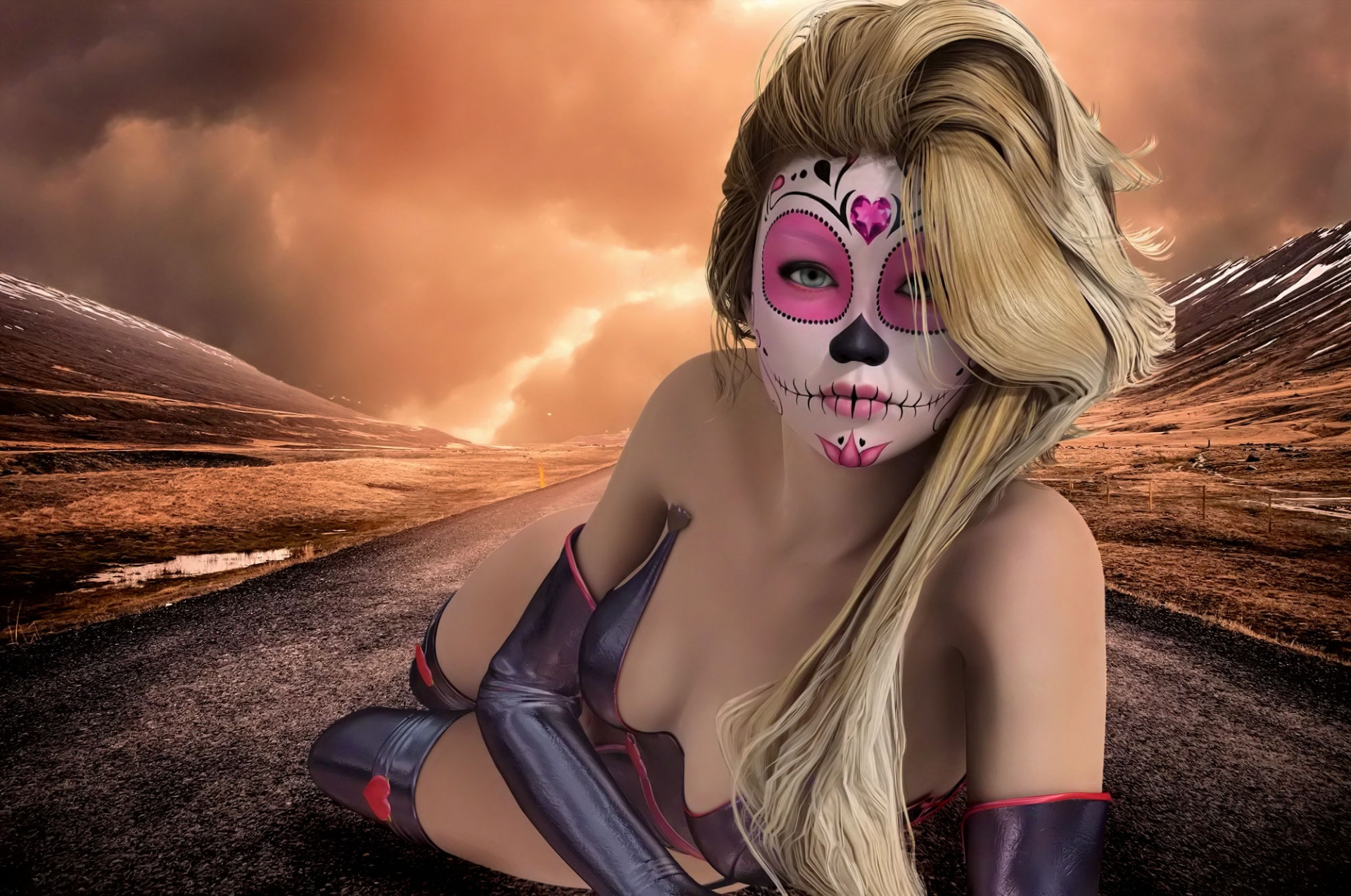 woman mask background free photo