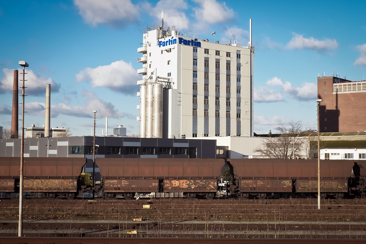 freight cars factory chimneys free photo