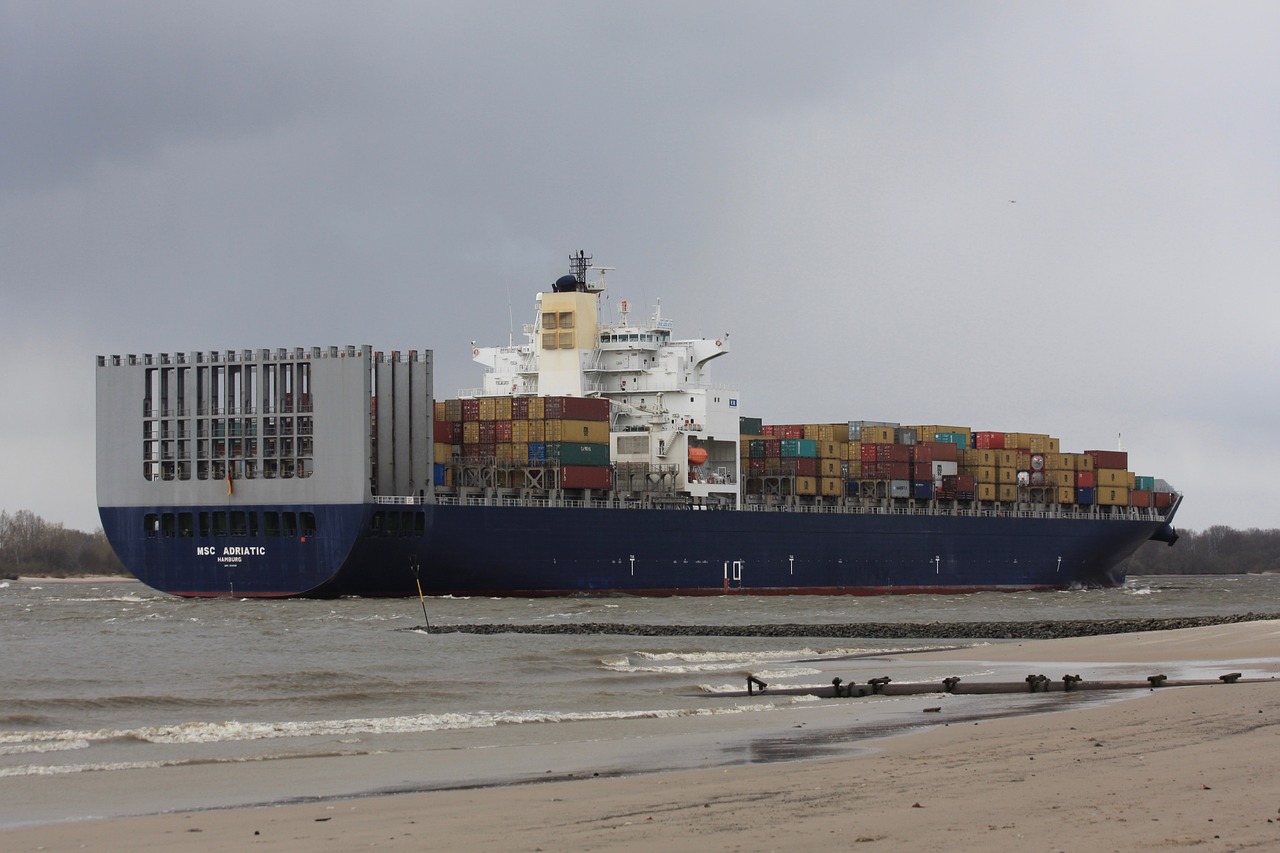 freighter river container free photo