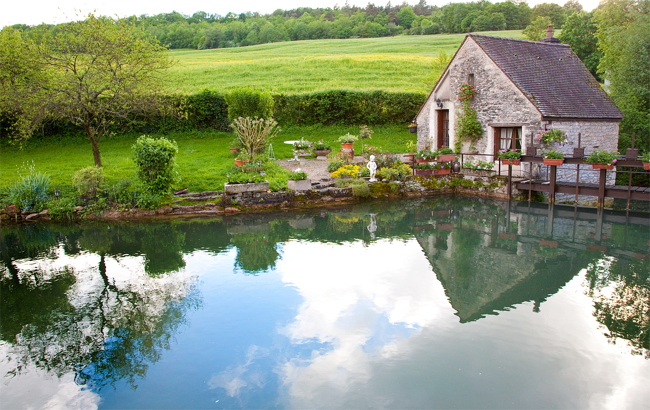 french countryside pond free photo