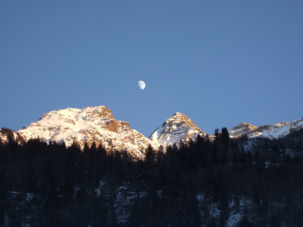 french alps moon over alps alps free photo