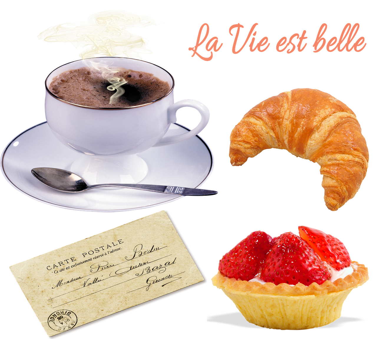 french breakfast  coffee  croissant free photo