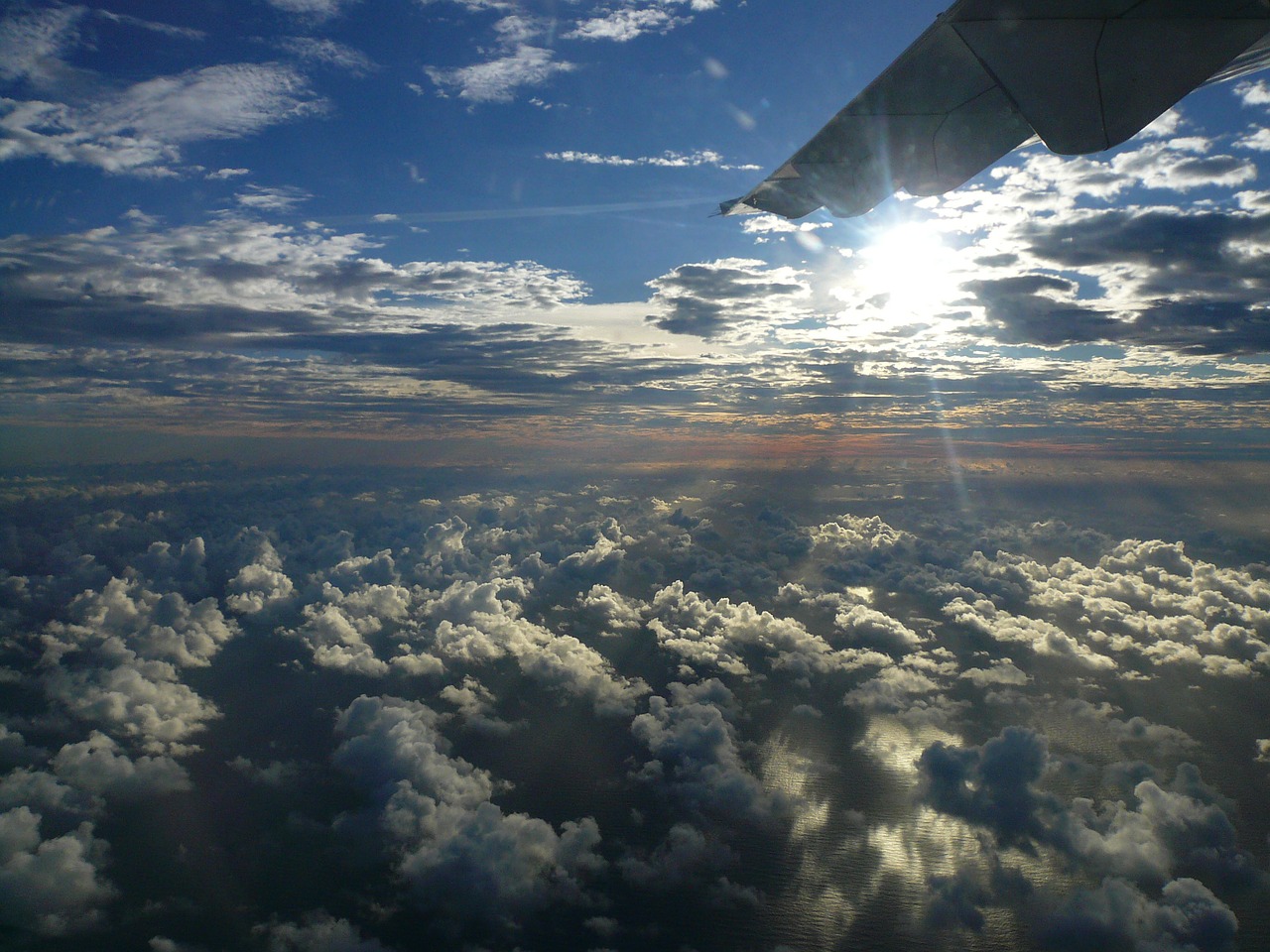 french caribbean sky aircraft flight clouds free photo