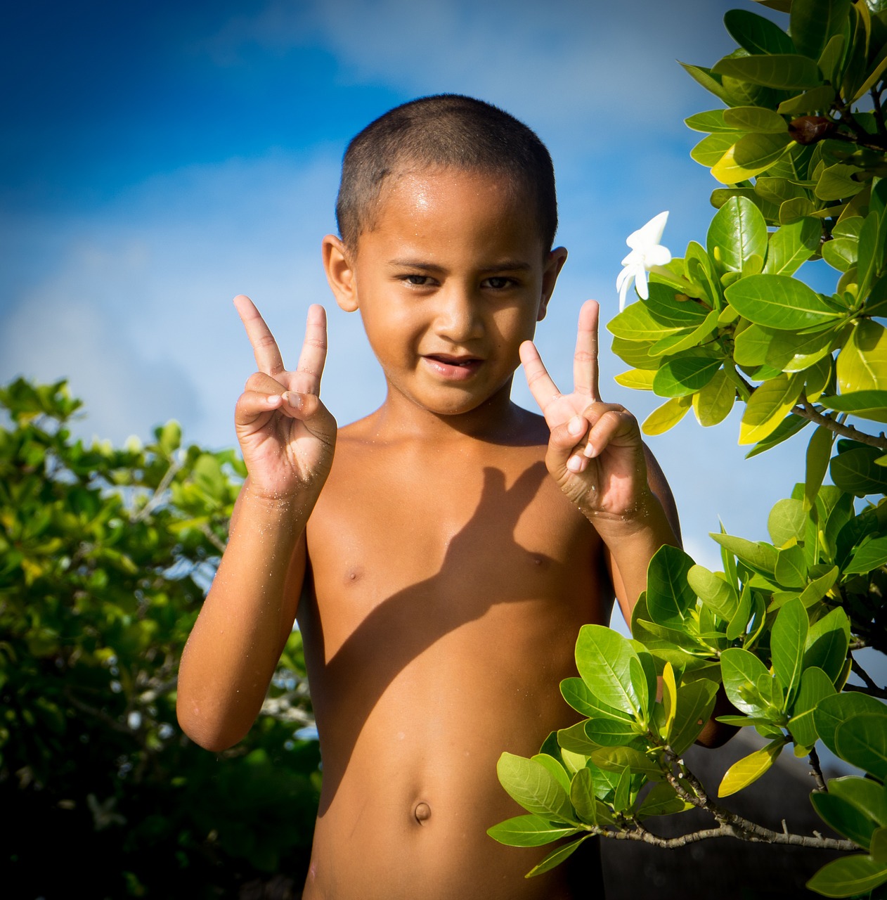 french polynesia little boy portrait free photo
