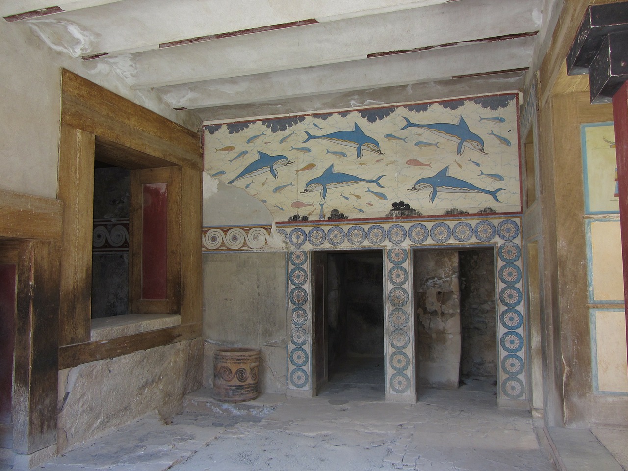 fresco dolphins palace of knossos free photo