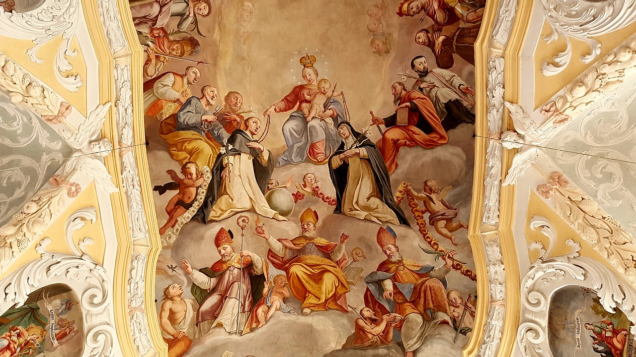 fresco  ceiling painting  maria free photo