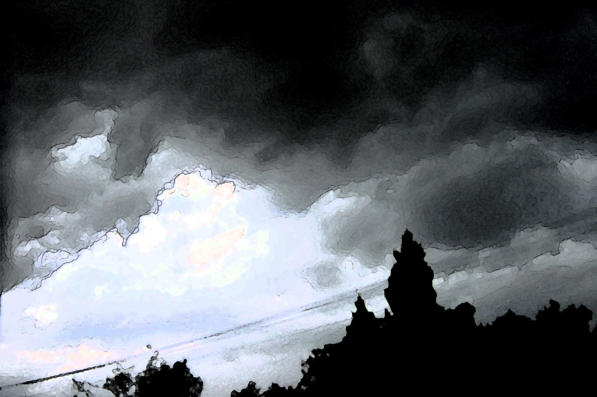Погода пятна. Грозовое небо акварелью. Природа красками черно белыми. Природа в состоянии бури. Гроза гуашью.