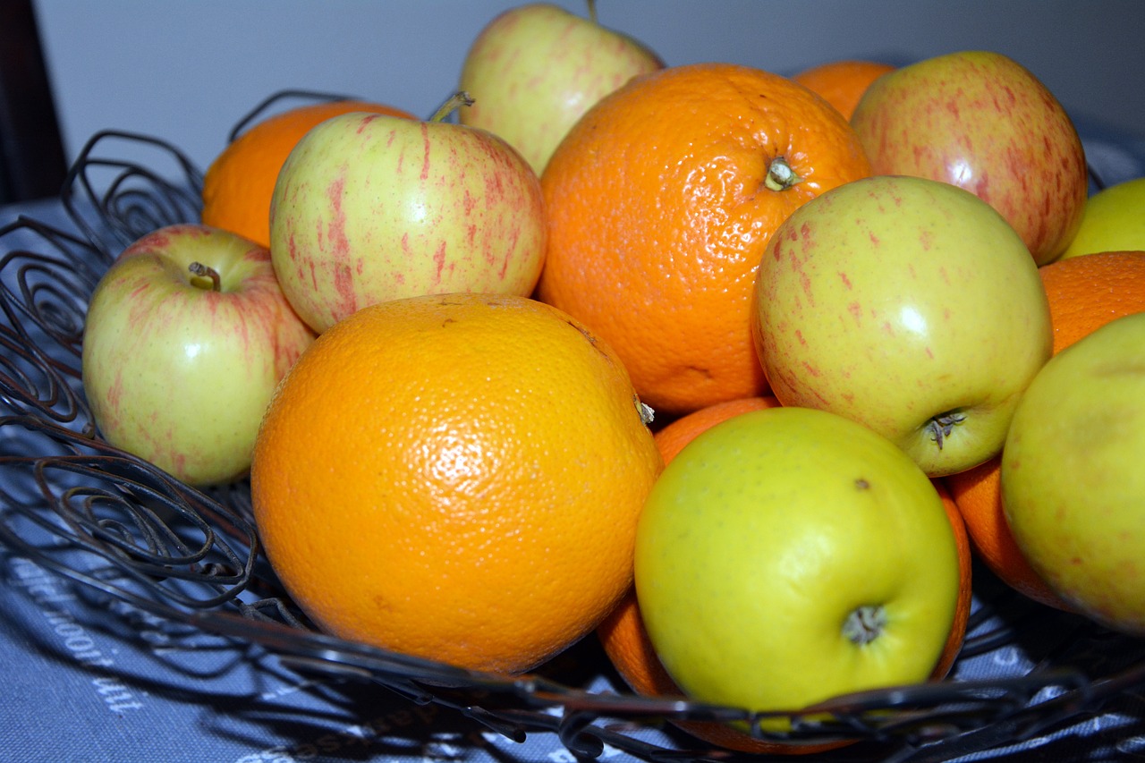 fresh fruit apples oranges free photo