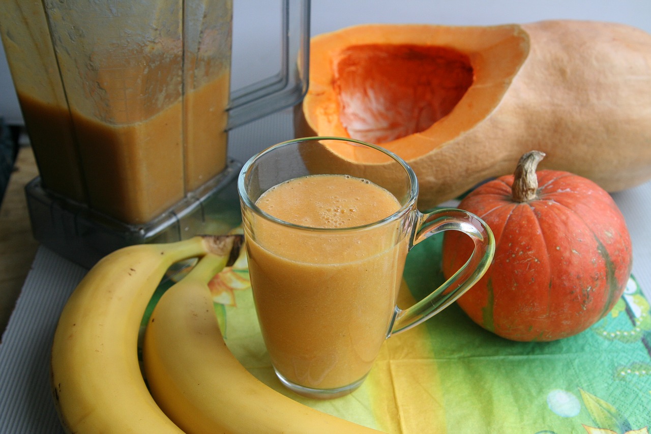 fresh smoothies  banana  pumpkin free photo