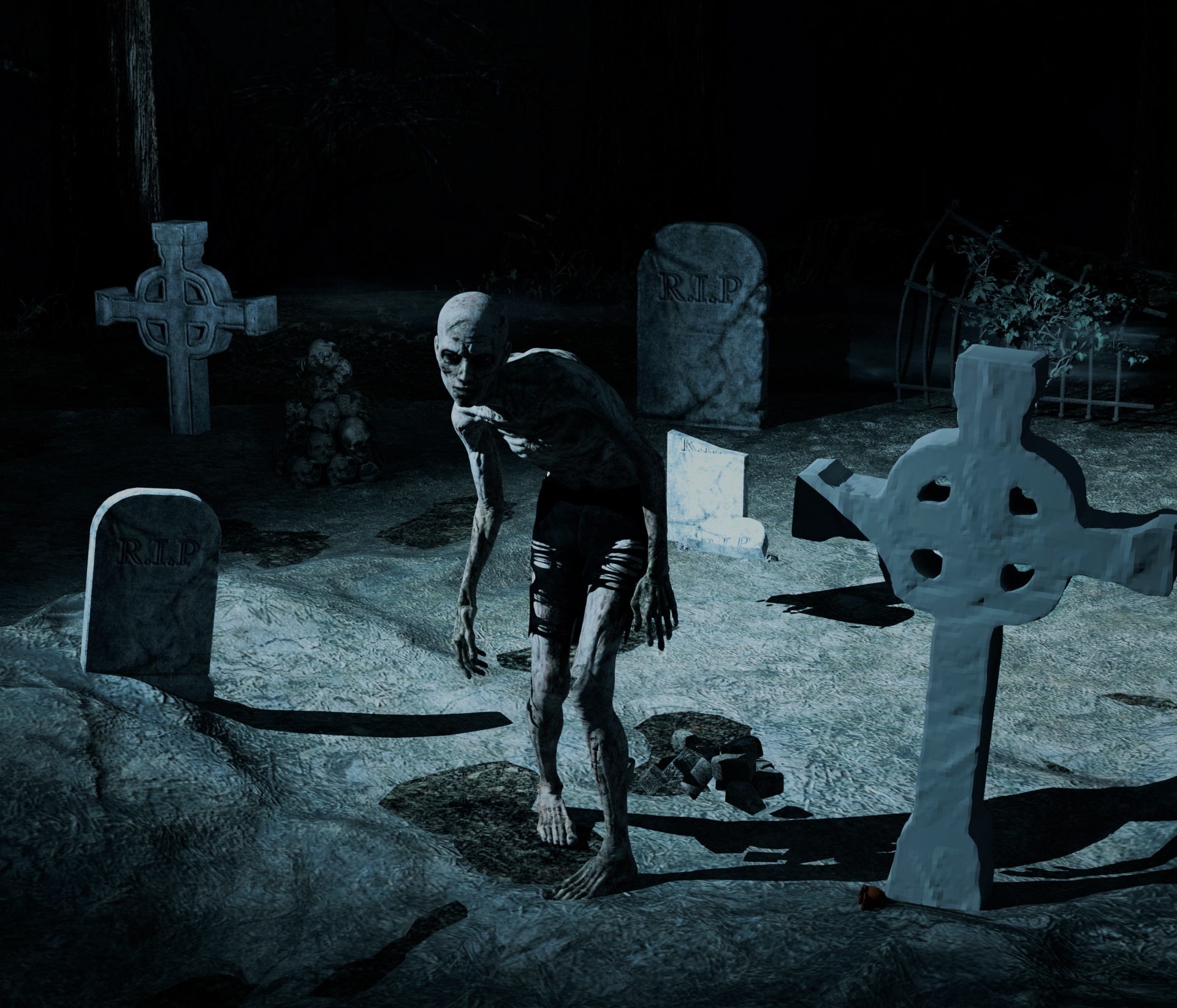 cemetery zombie horror free photo