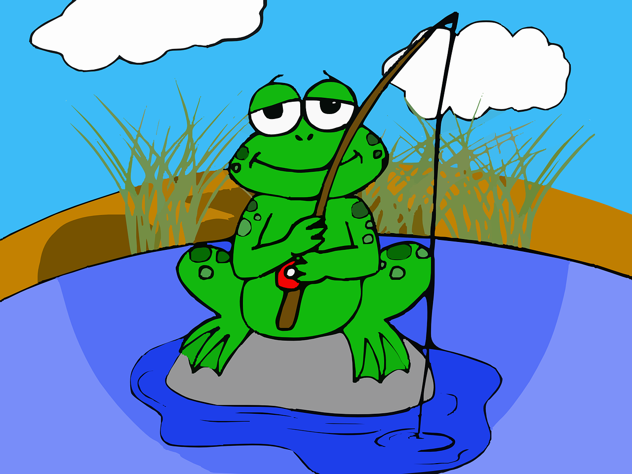 frog amphibian fishing free photo