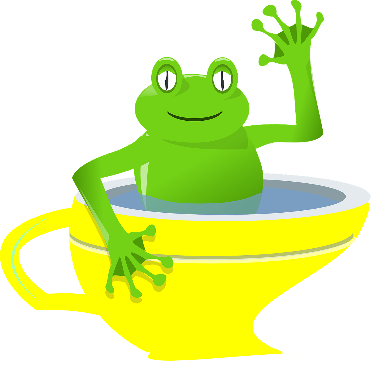 frog cup waving free photo