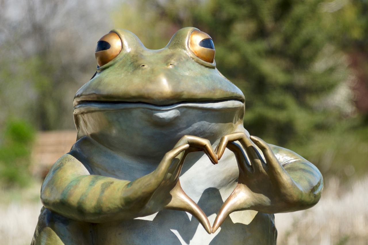 frog  heart  sculpture free photo