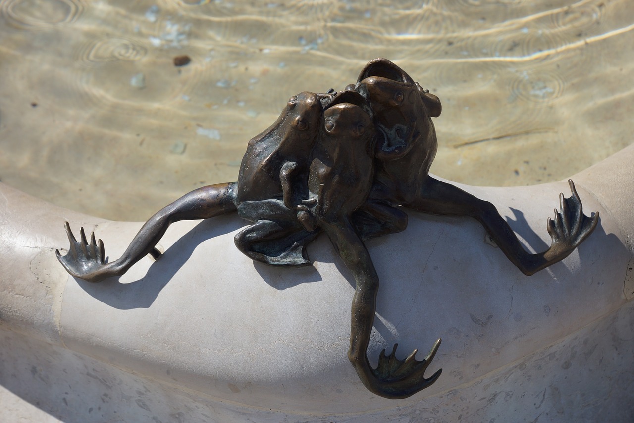frog fountain sculpture free photo