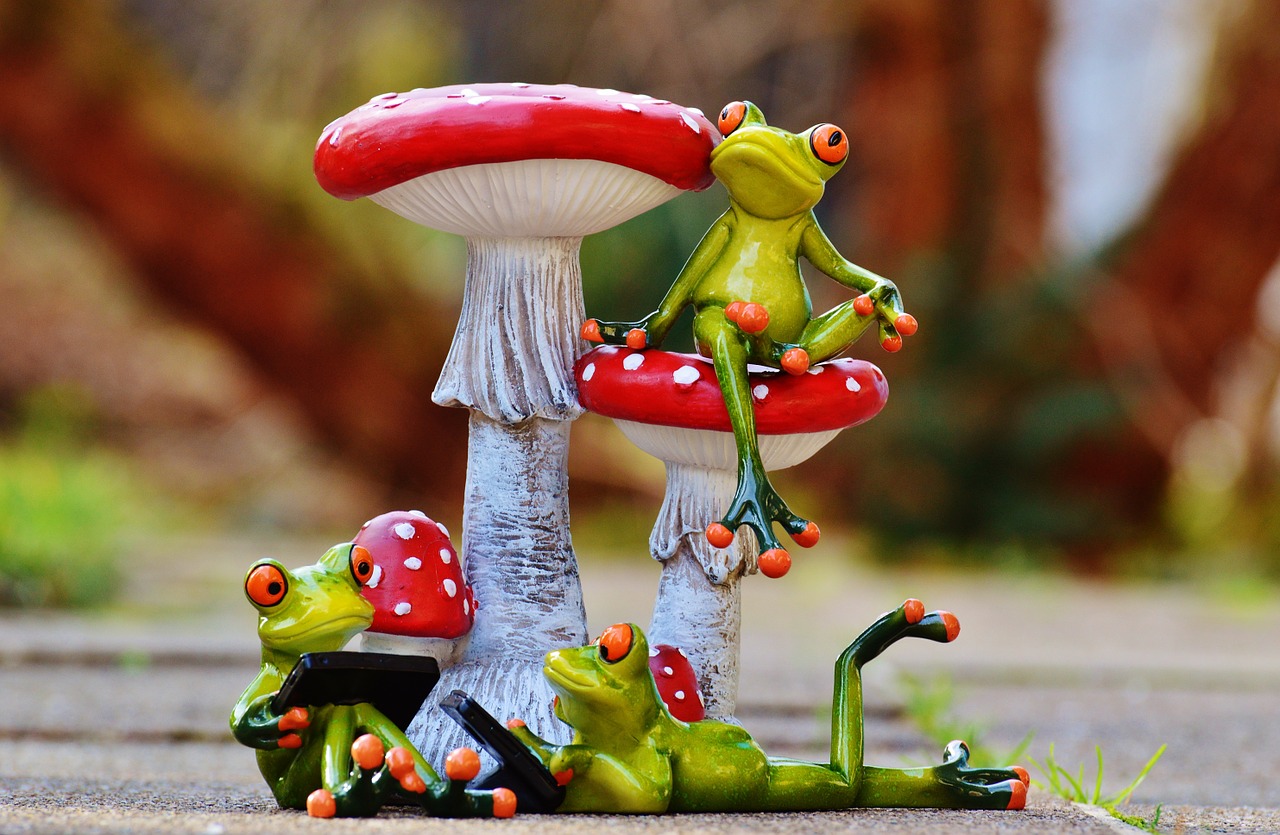 frogs mushrooms figures free photo