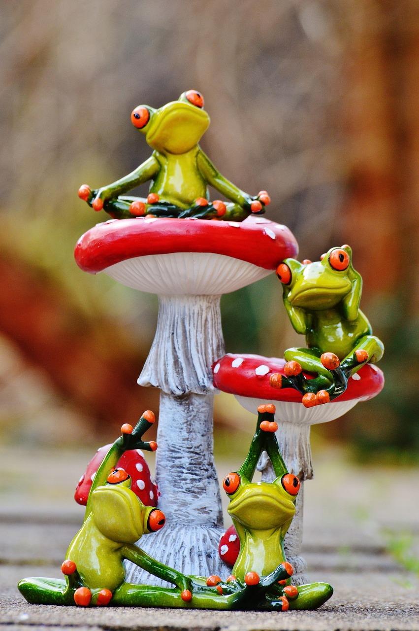 frogs mushrooms figures free photo