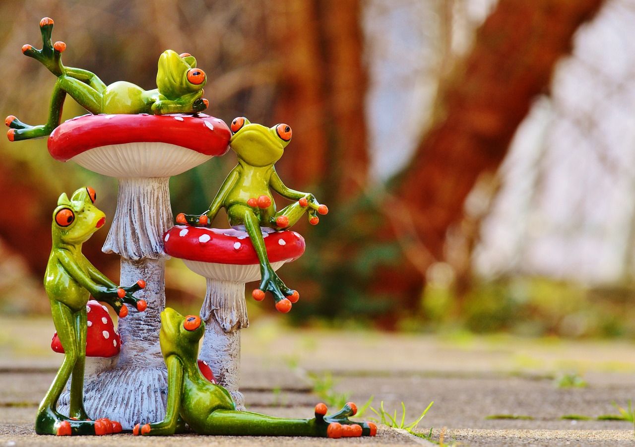 frogs mushrooms figures free photo