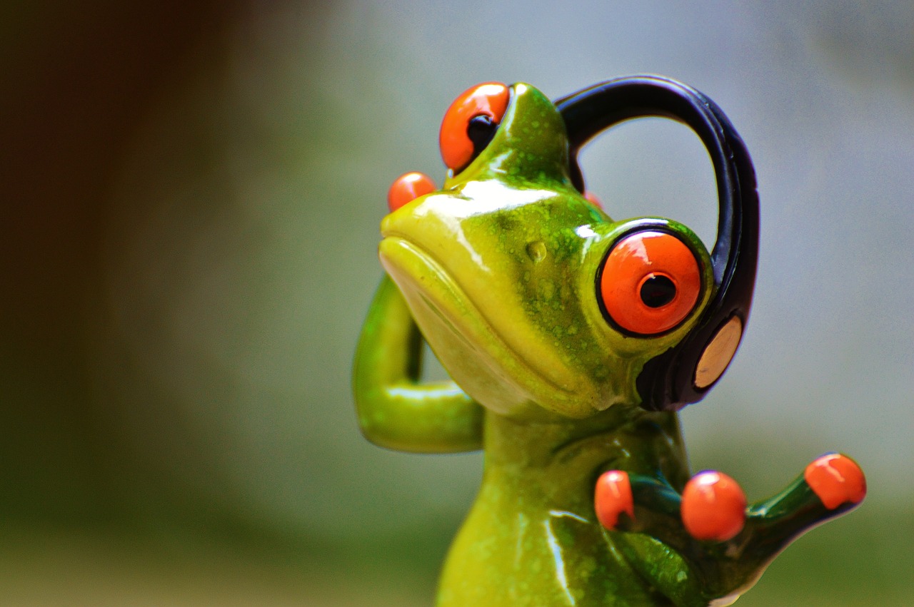 frogs headphones music free photo