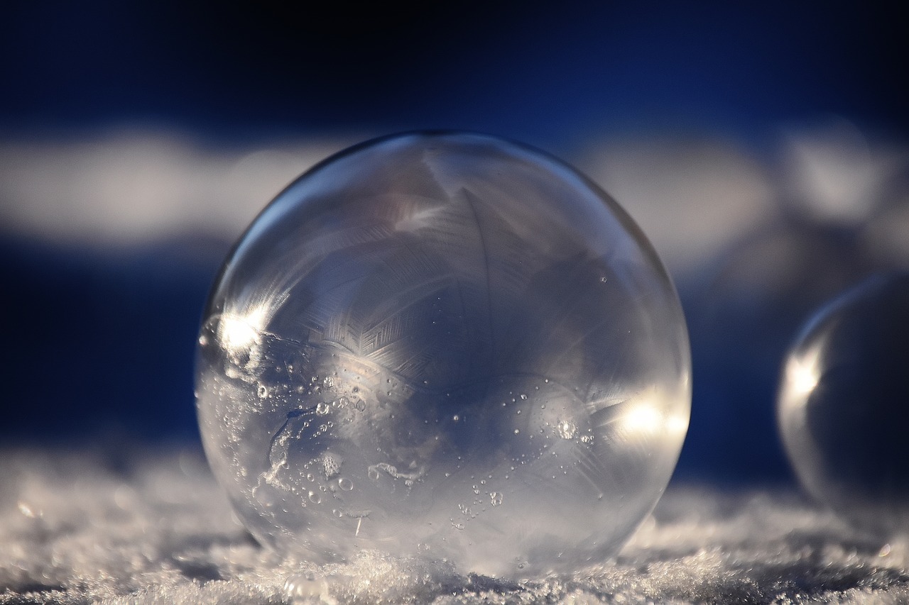 frozen soap bubble ball free photo