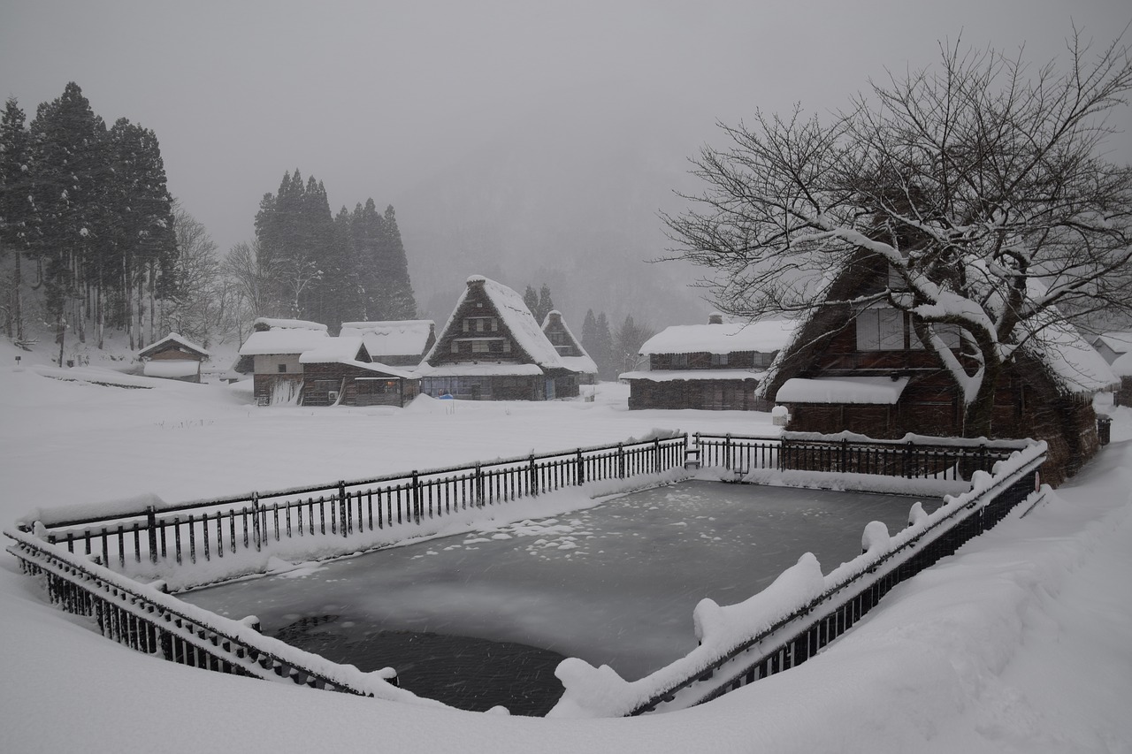 frozen tsuganuma village winter free photo