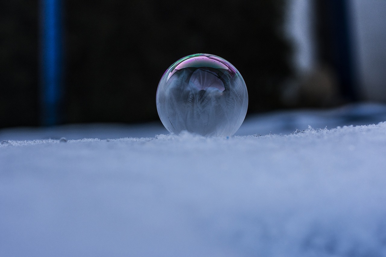 frozen soap bubbles winter free photo