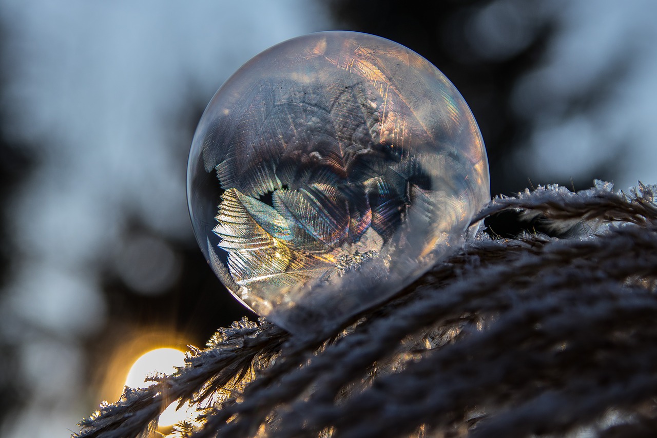 frozen bubble ice crystal frost free photo