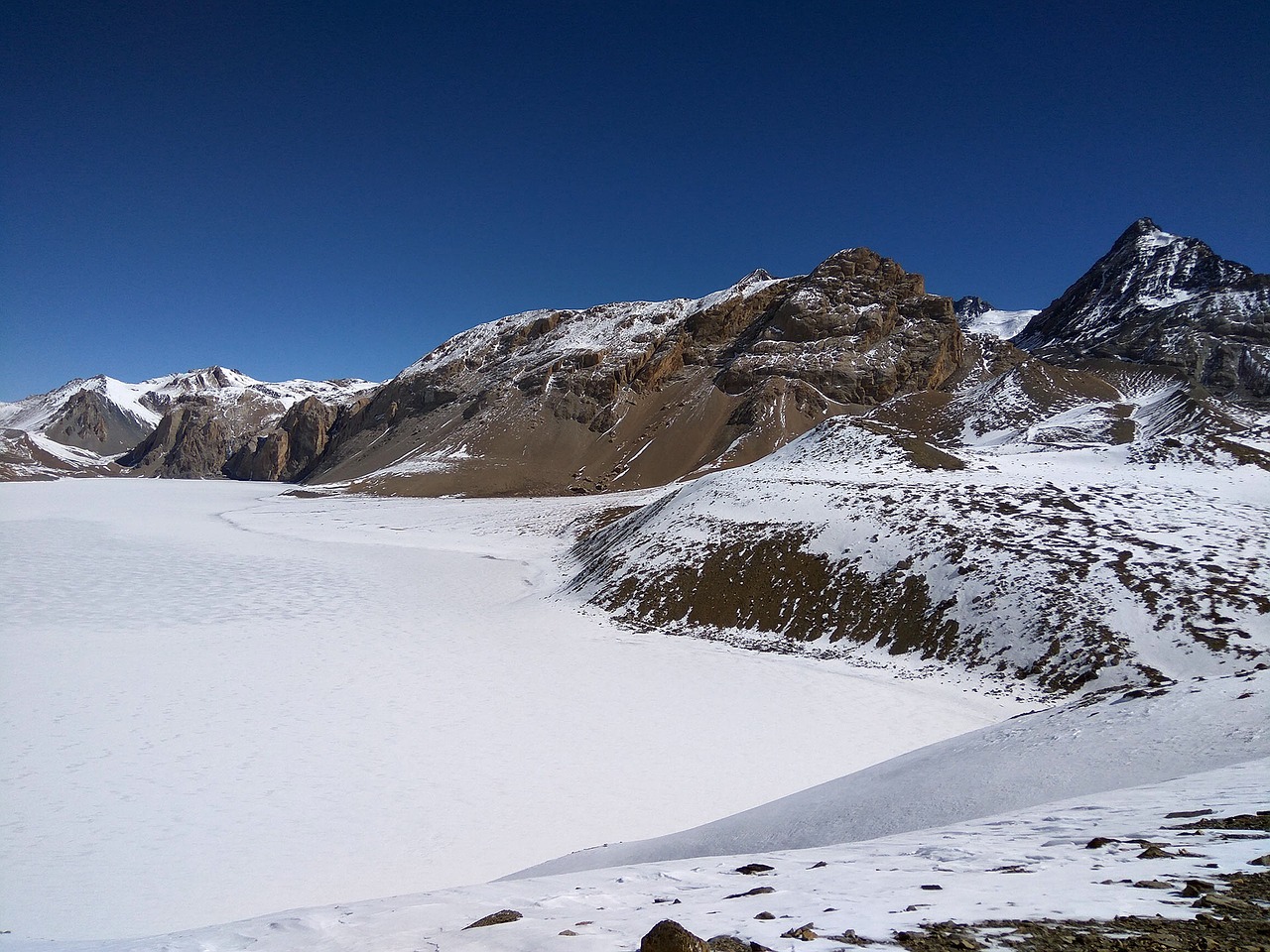 frozen lake tilicho lake nepal landscape free photo