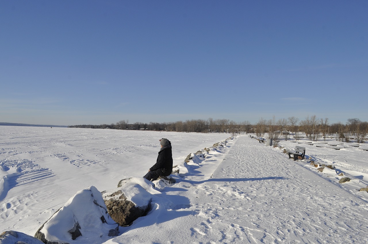 frozen river winter watching free photo